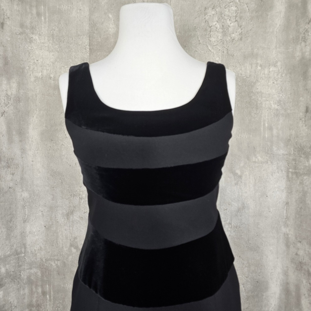 Jones New York Evening Black Velvet Stripe Formal Gown Dress Size 6 Long Elegant - Picture 3 of 9